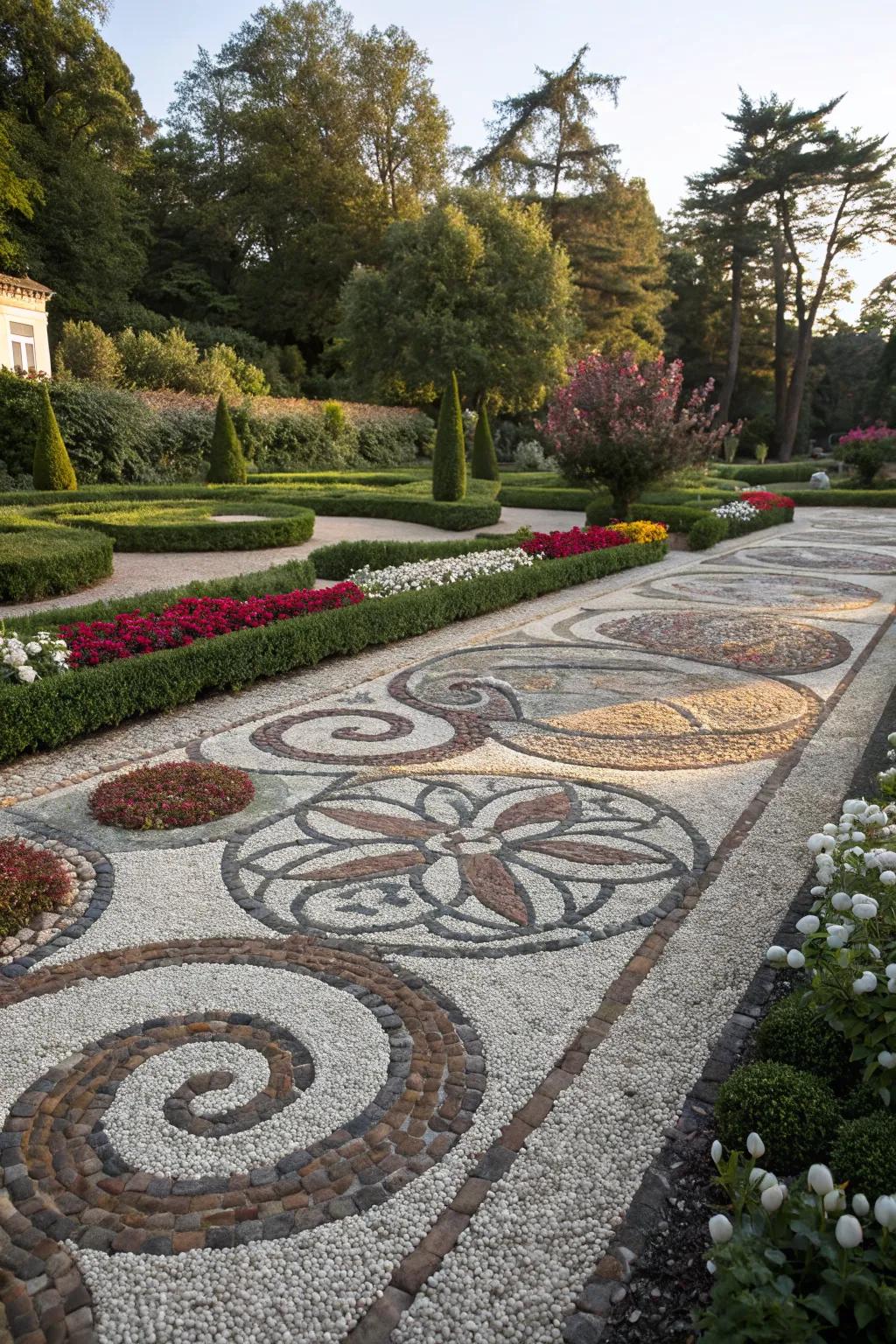 Express creativity with artistic gravel patterns.