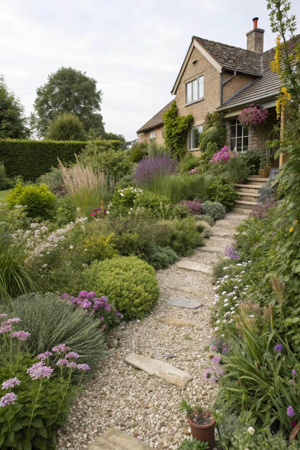 Layered plant heights create a lush appearance.