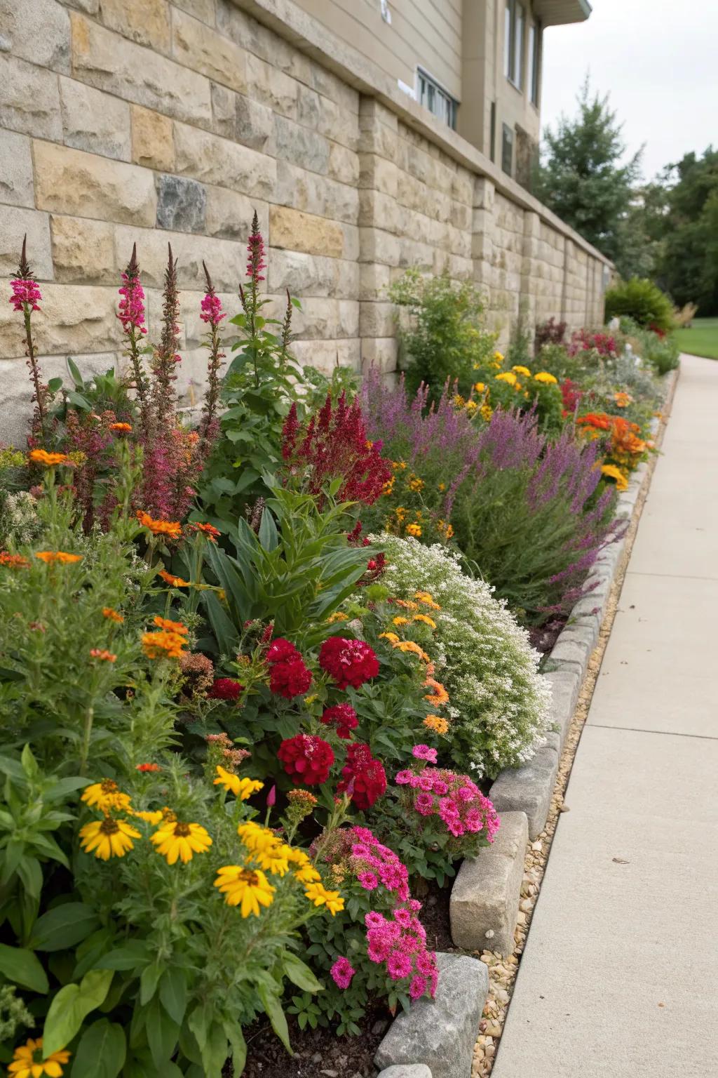 Wall-side borders turn plain walls into vibrant plant displays