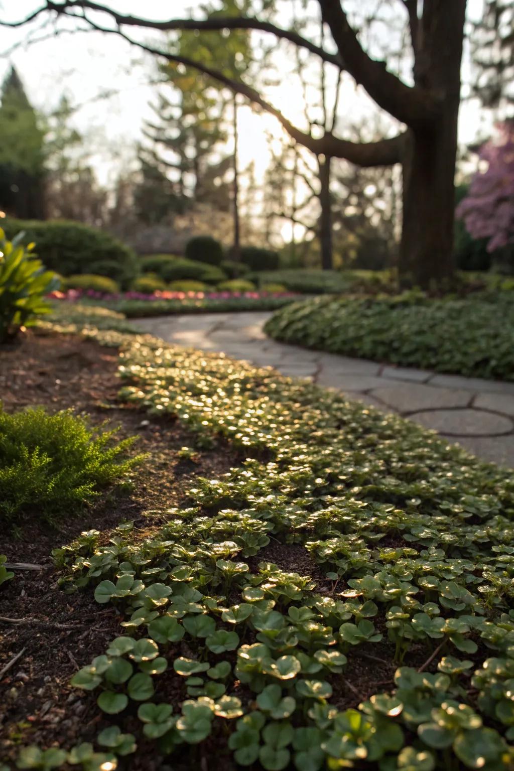 Garden area featuring the unique texture of miniature brass buttons
