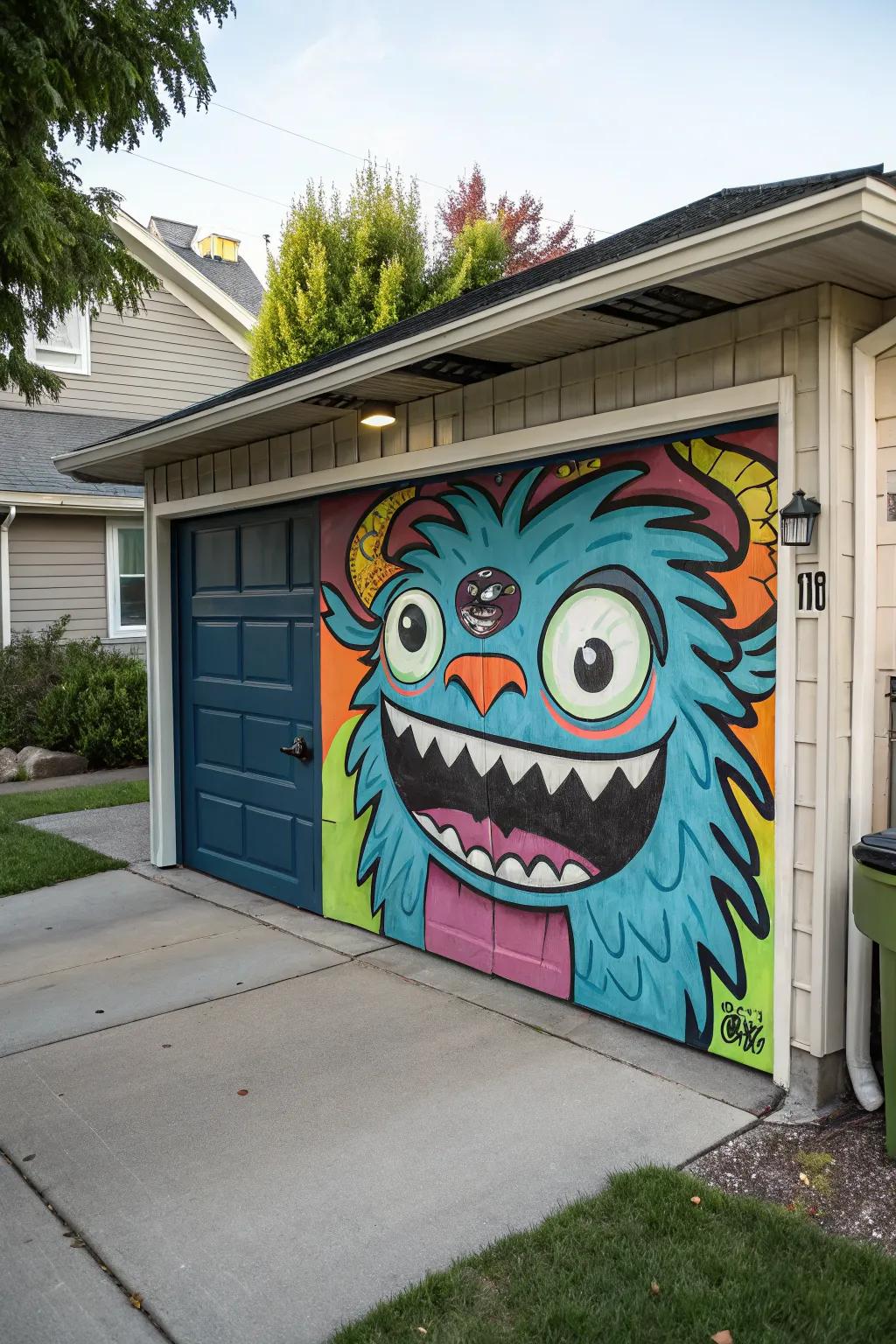 Make a bold statement with a monster mural on your garage.