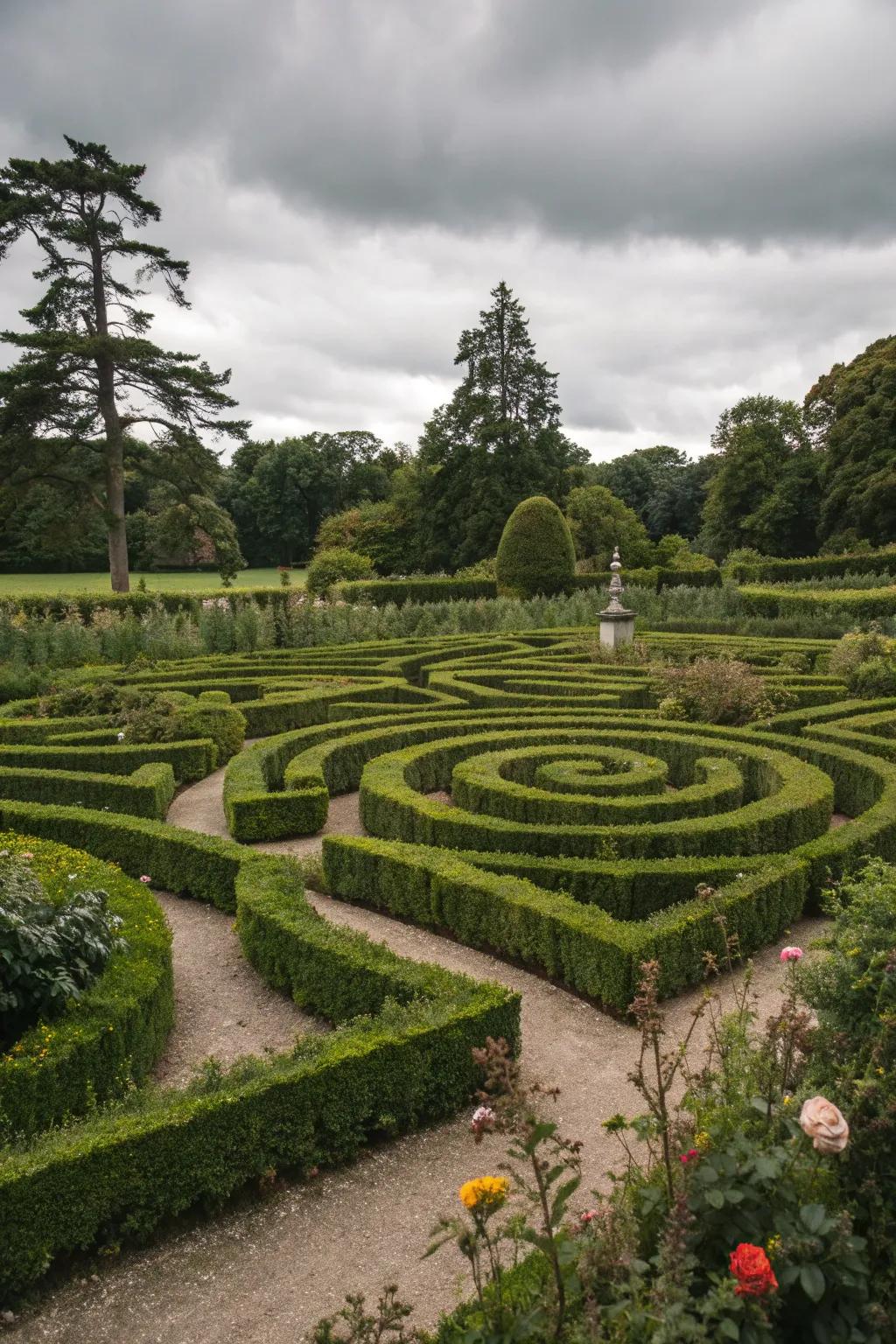 A hedge maze offers an adventurous twist to garden design.