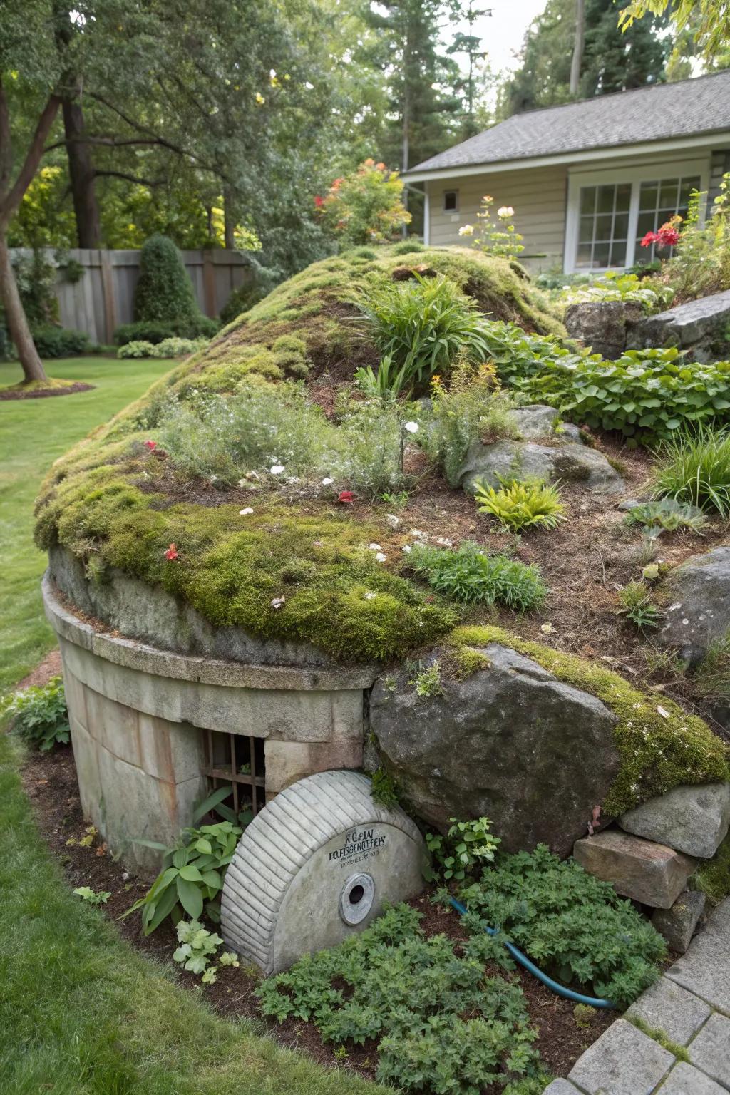 Artificial rocks offer a quick and realistic way to disguise septic tank covers.