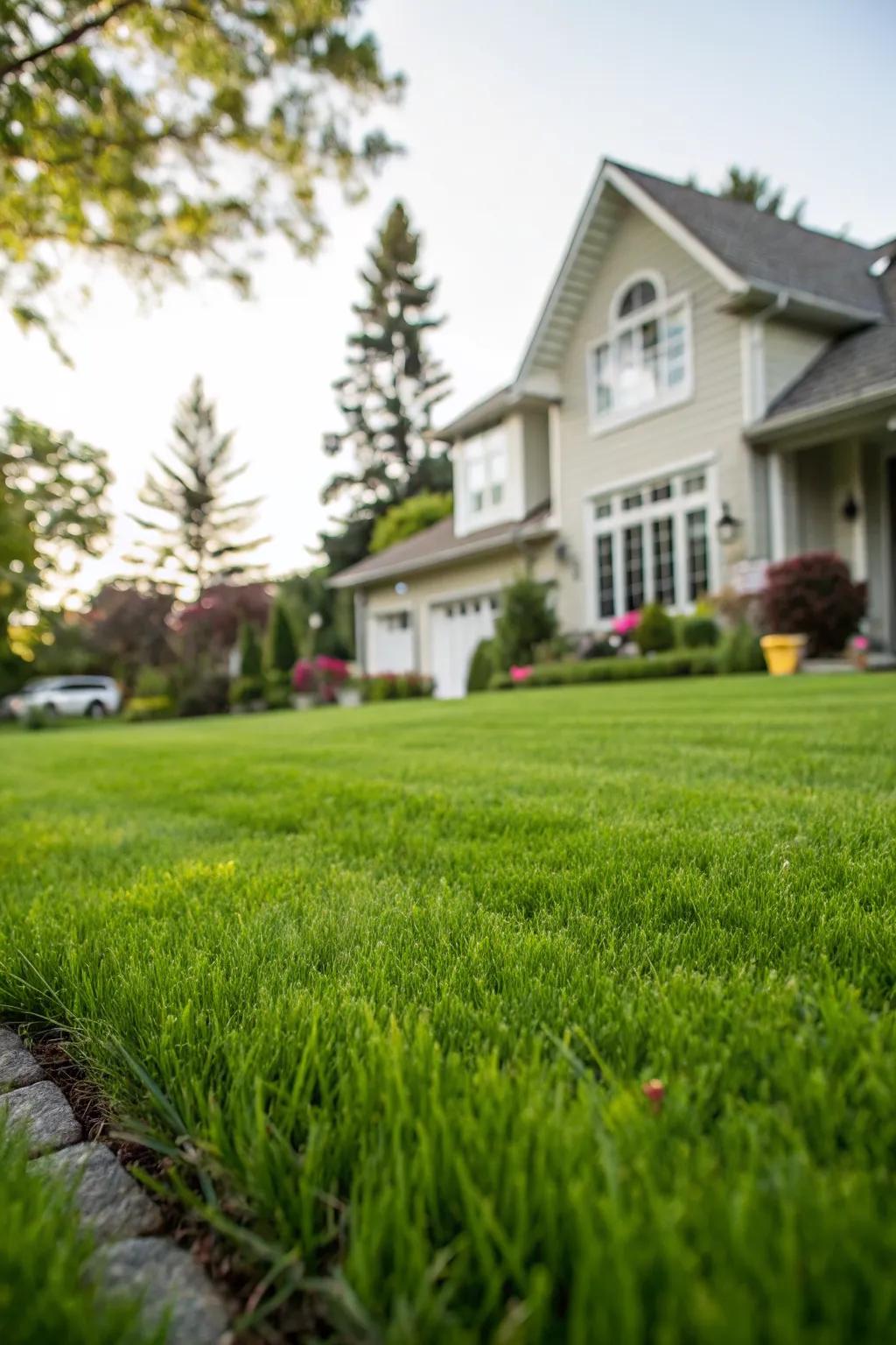 A lush, well-maintained lawn enhancing the home's curb appeal.