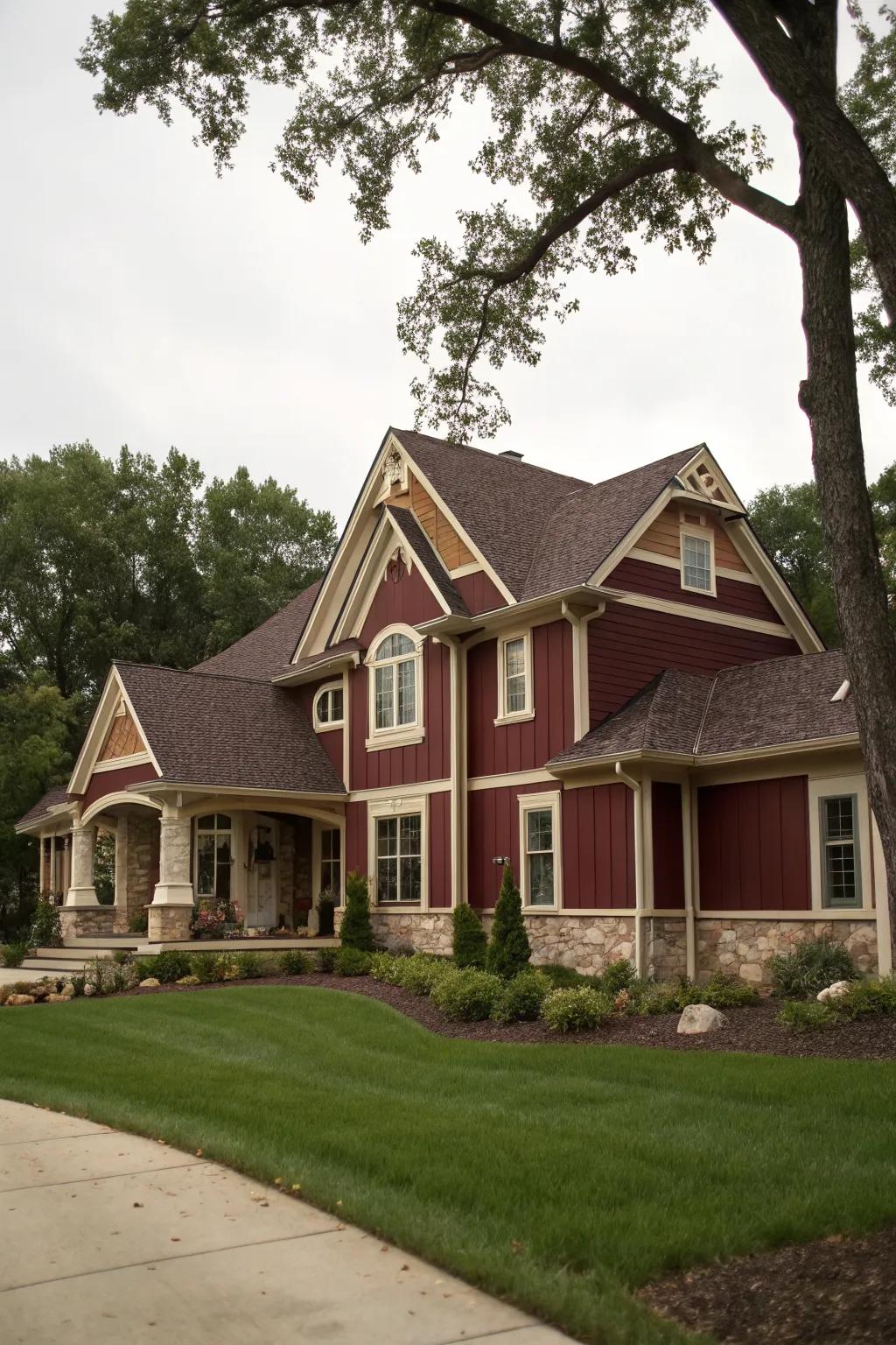 Burgundy and cream exude elegance and richness.