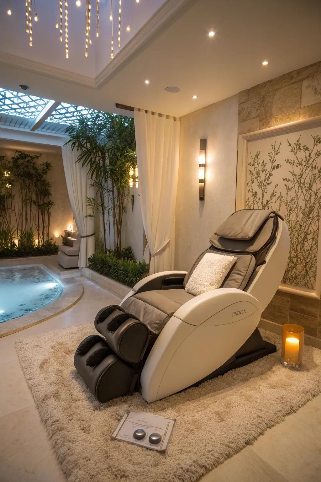 A massage chair offers the ultimate in-home relaxation.