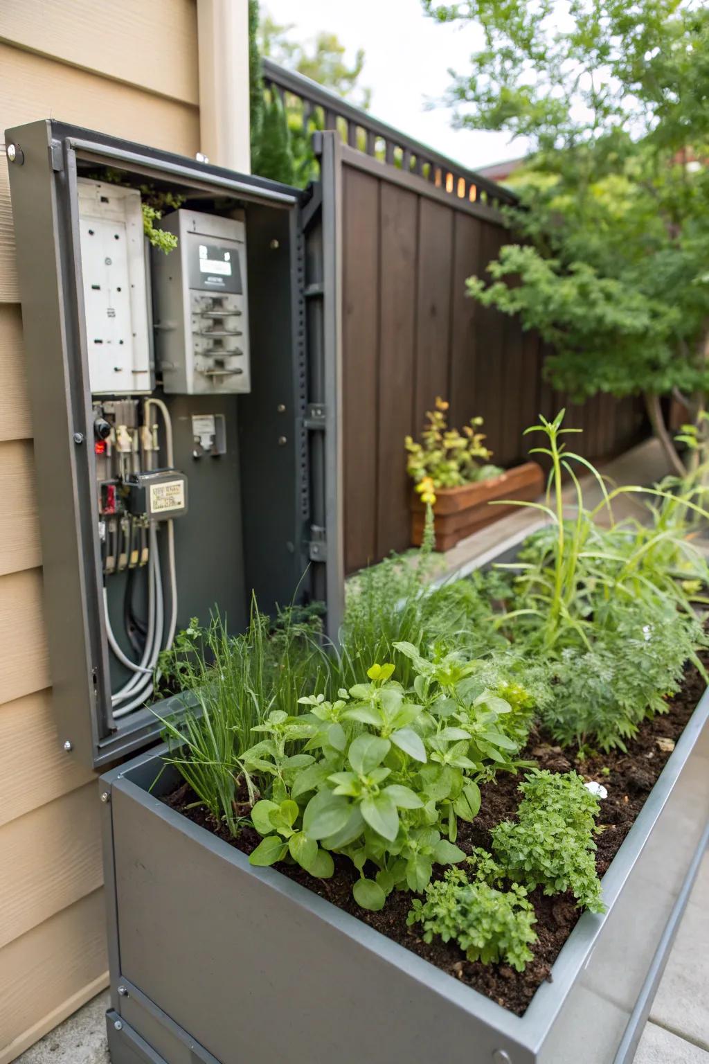 A planter box screen adds greenery and conceals your panel.