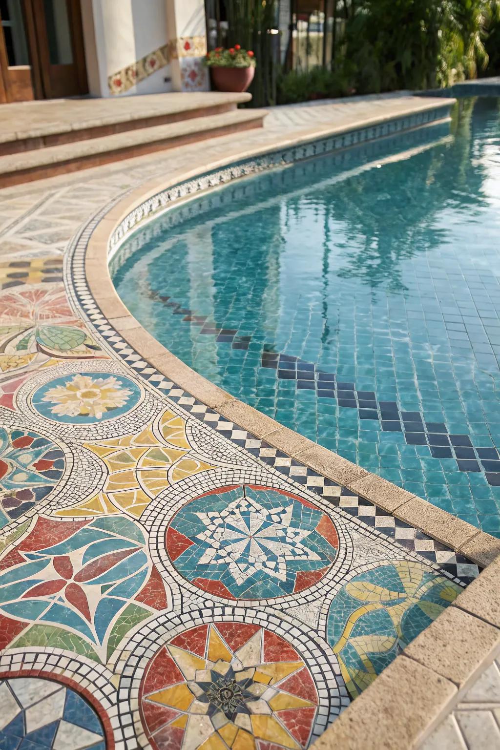 Artistic mosaics add vibrant color and character to your pool.
