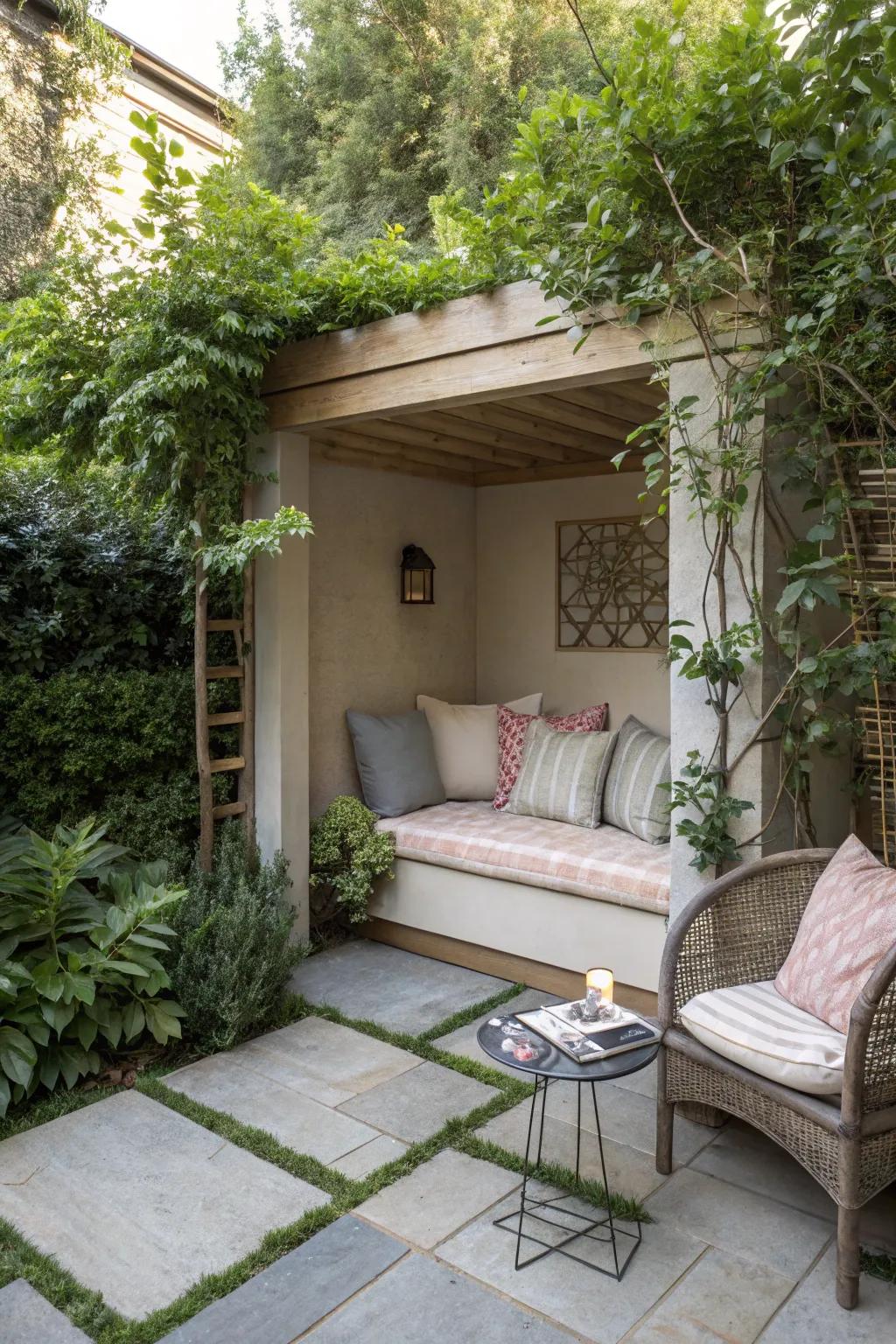 A reading nook provides a cozy escape.