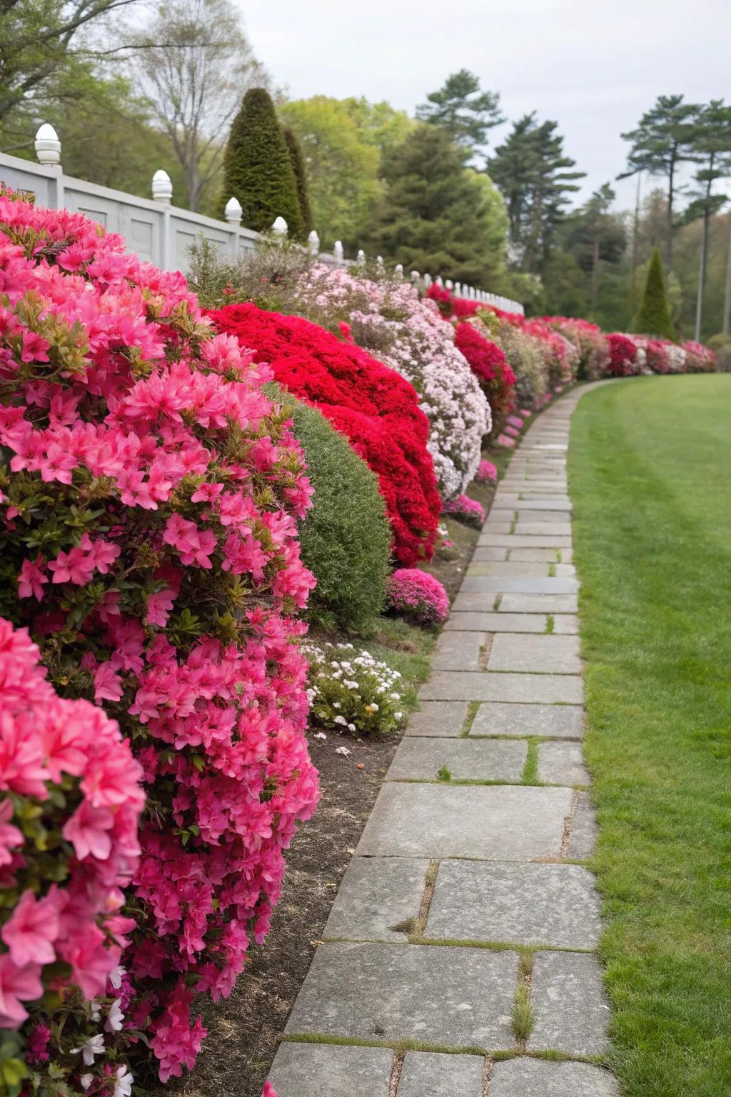 Encore Azaleas creating natural garden room dividers.
