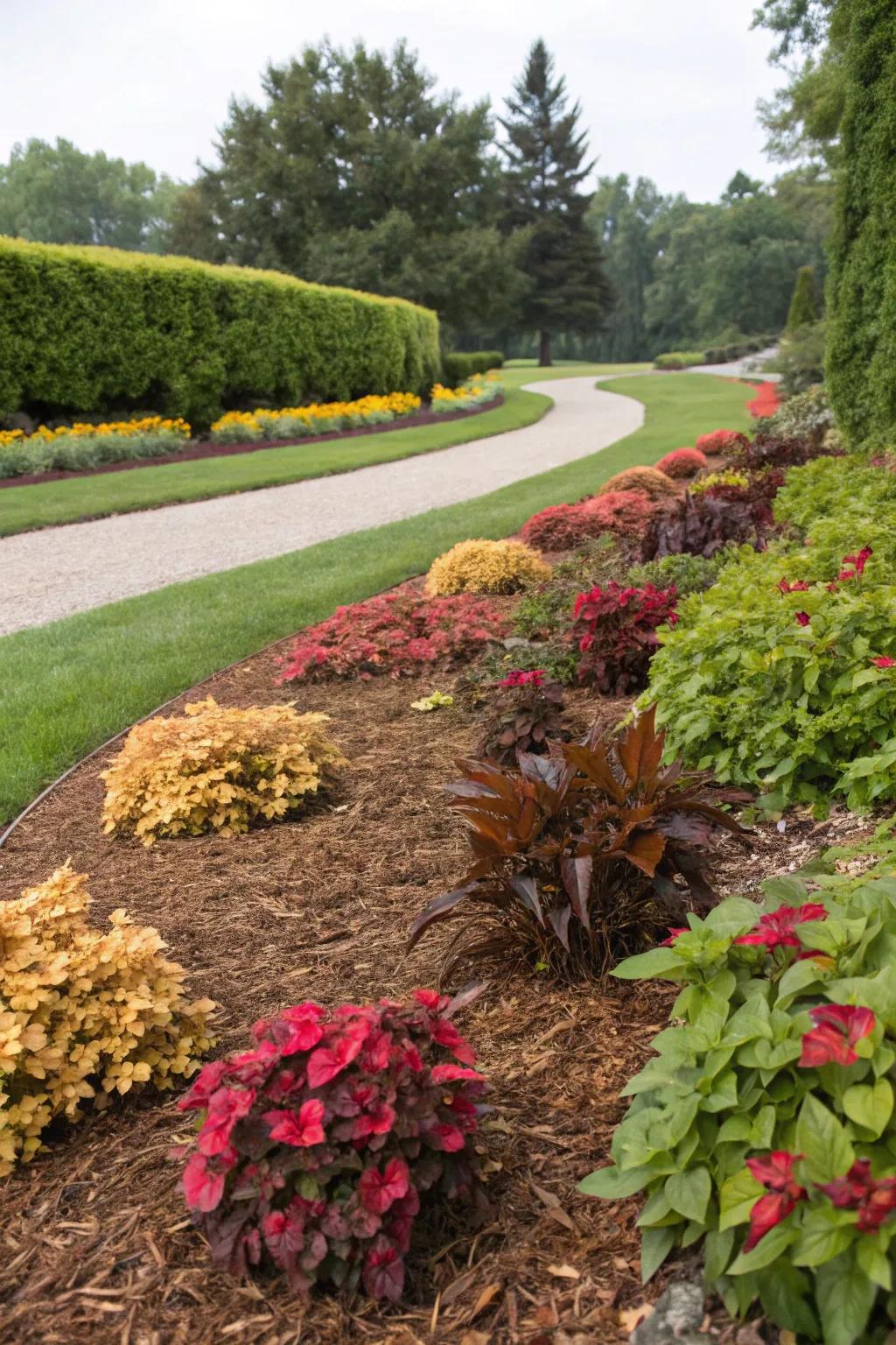 Seasonal appeal with changing mulch colors.