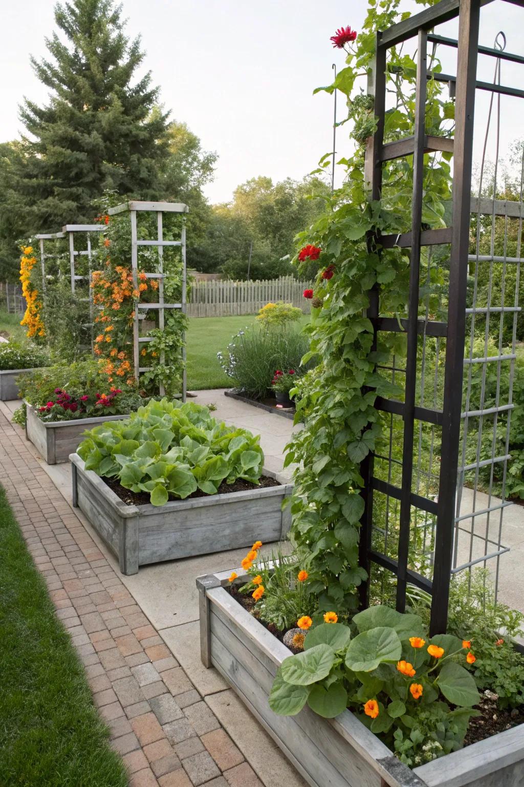 Vertical gardening adds dimension and maximizes small spaces.