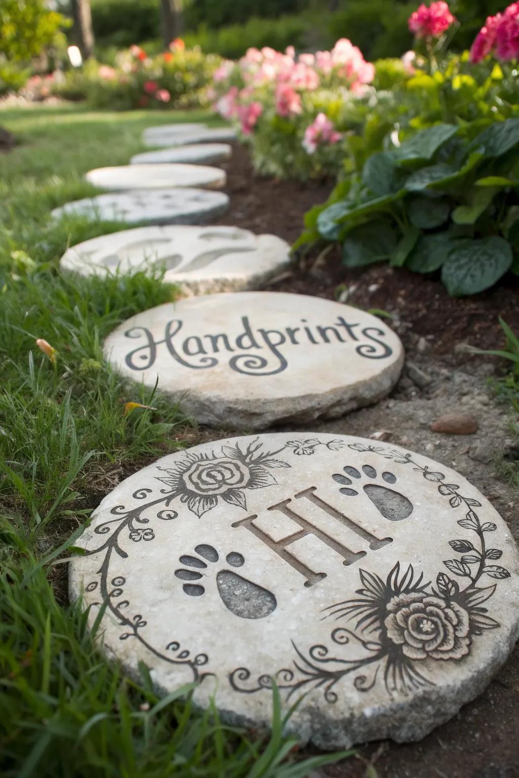 Create memories with personalized garden stepping stones.