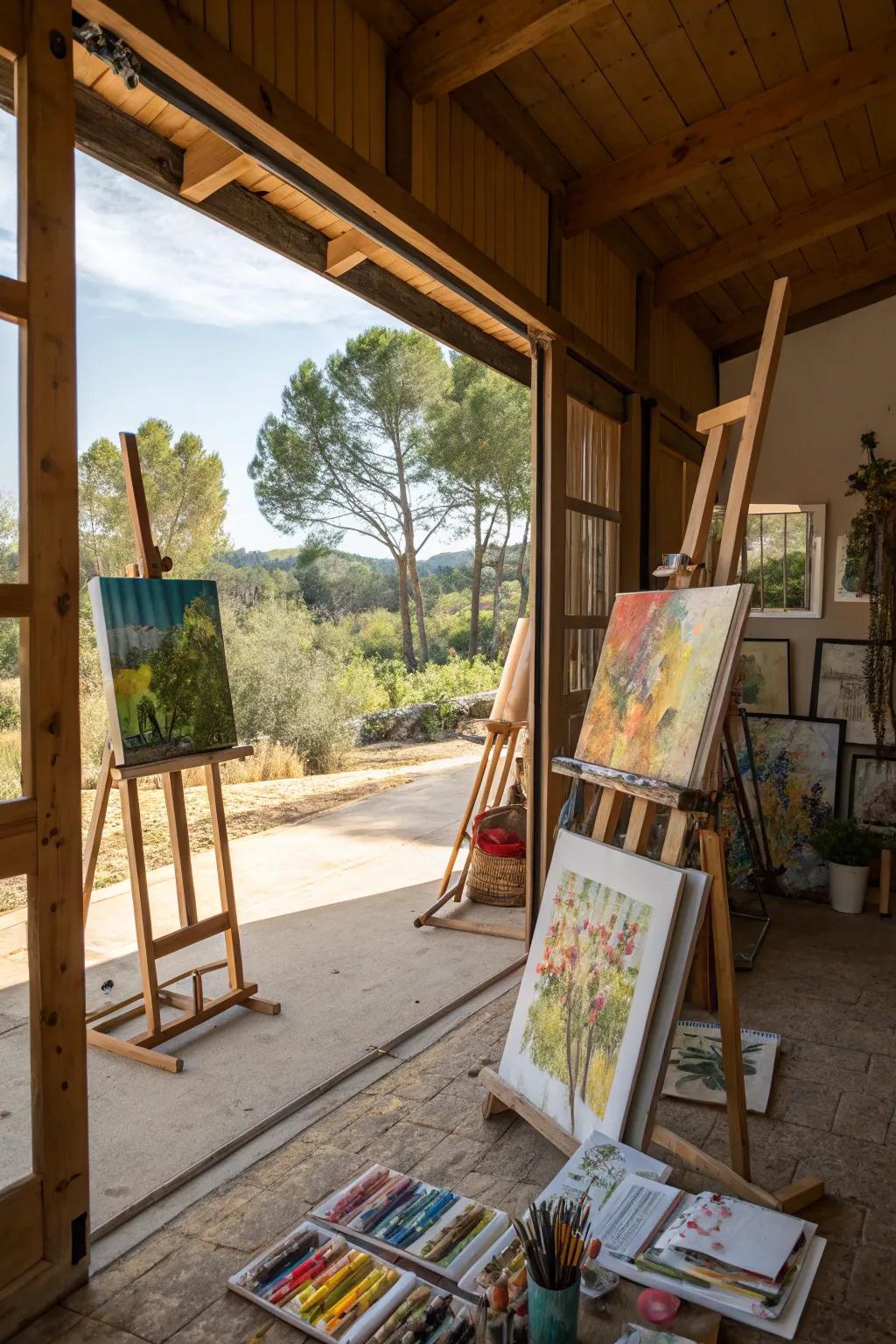 A lean-to art studio brimming with inspiration.