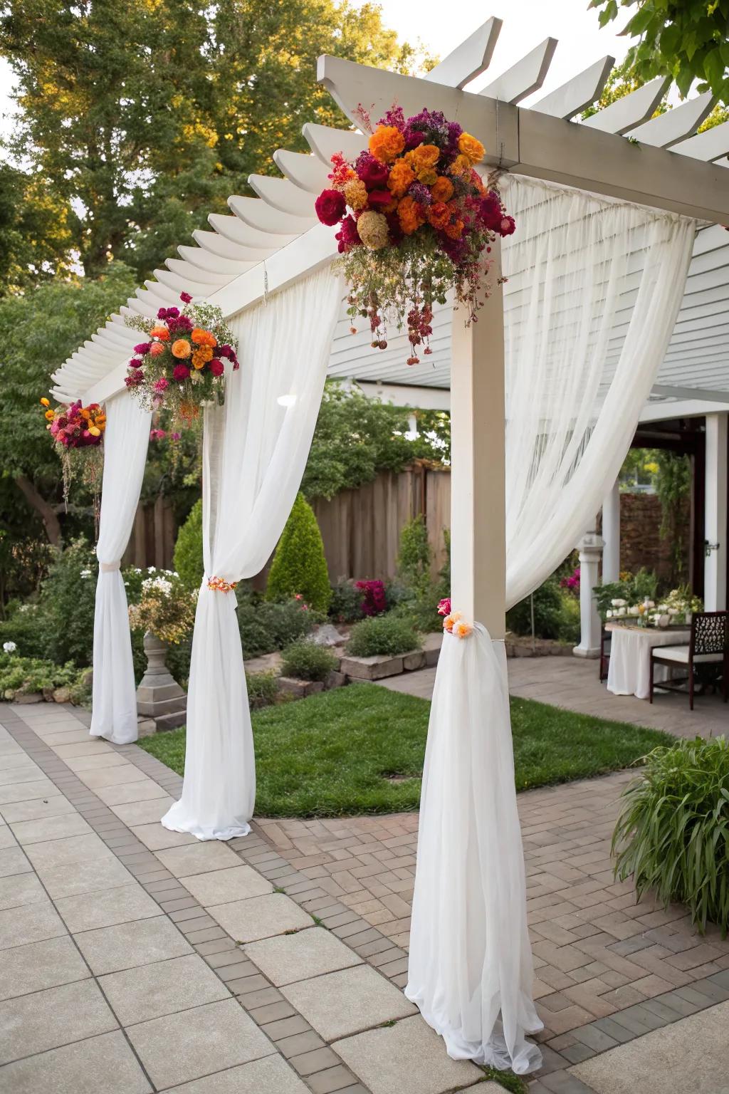 Enhance your ceremony with a beautifully decorated pergola.
