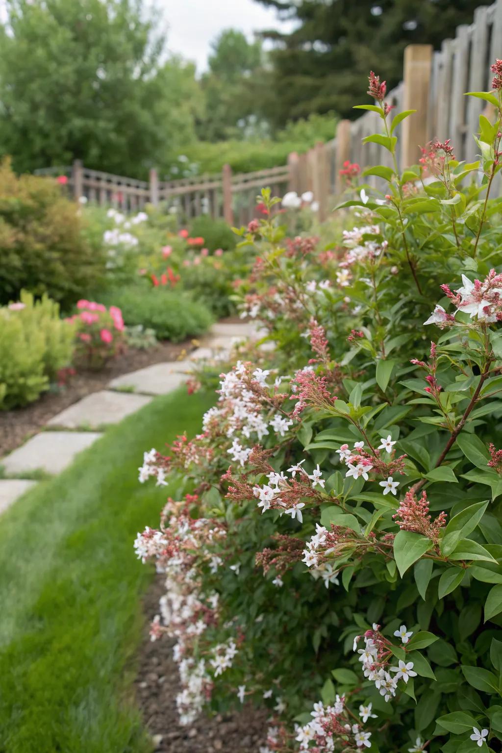 Sweetly scented blooms of abelia adding elegance to the garden.
