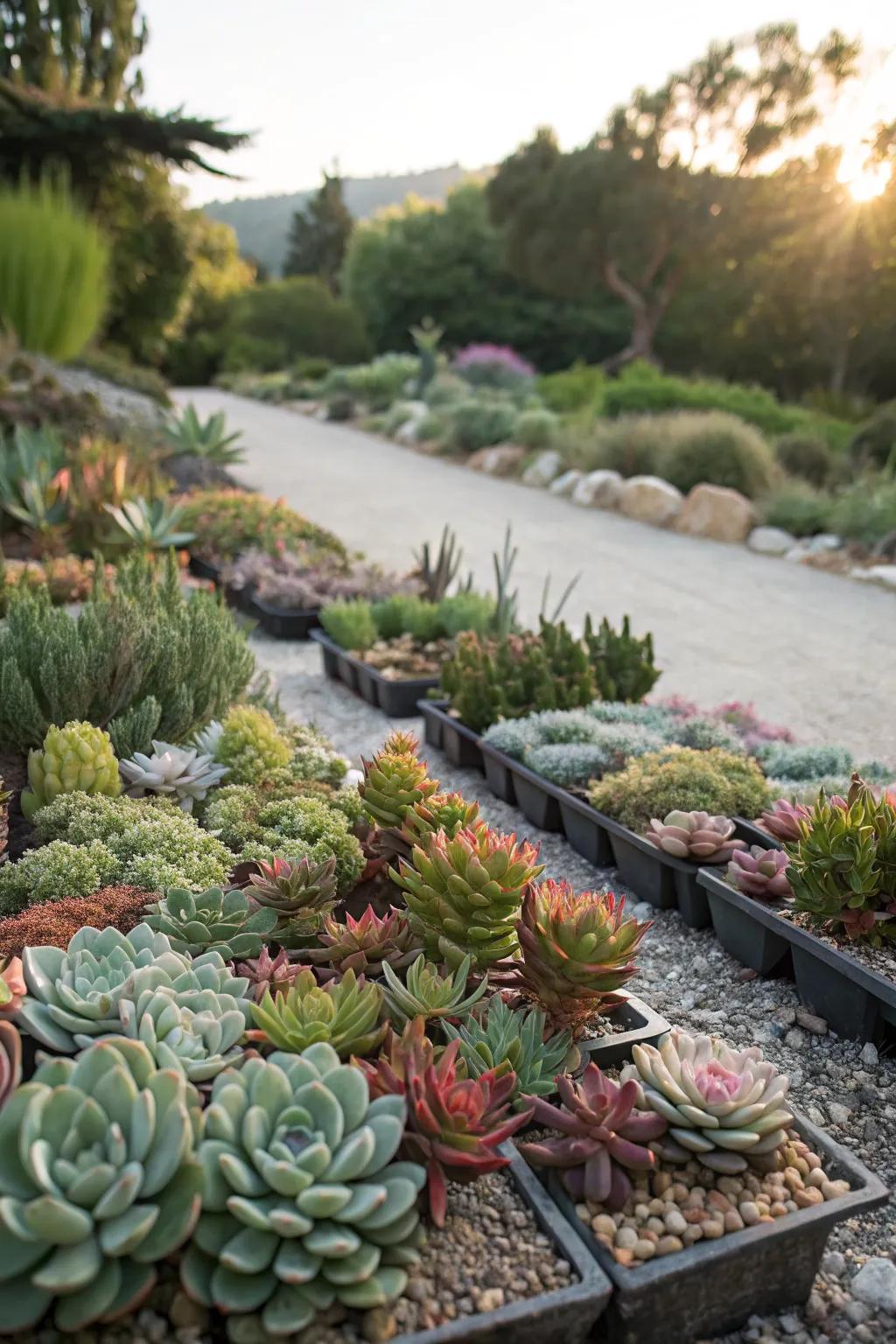 Succulent vignettes add charm and interest to gardens.