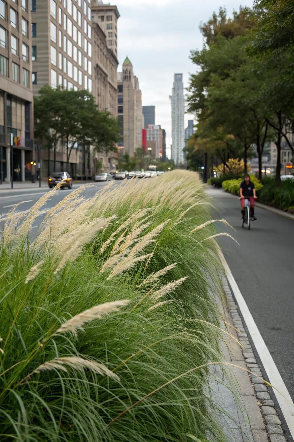Ornamental grasses provide movement and a calming effect to your hellstrip.