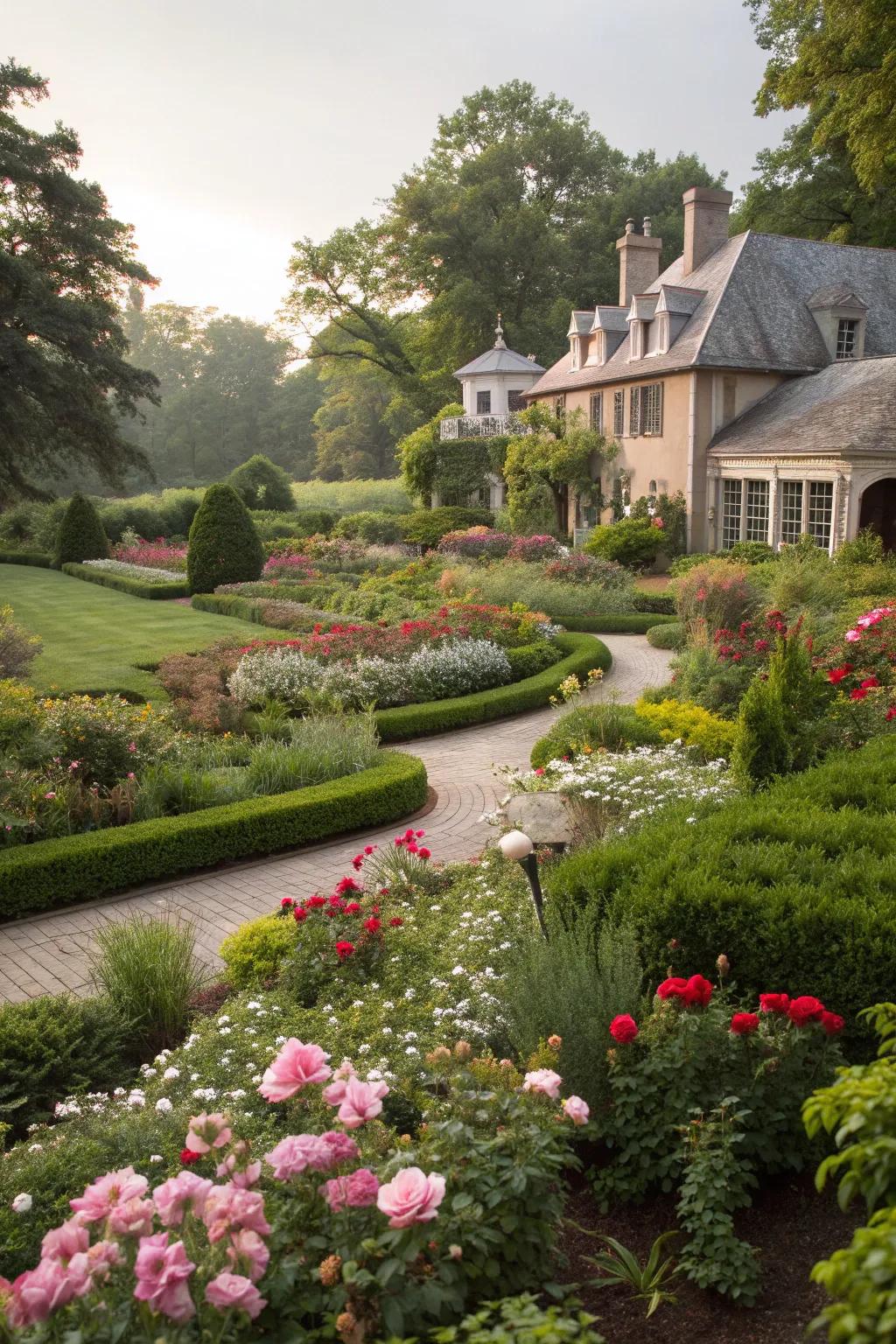 Seasonal blooms ensuring constant beauty in a luxurious garden.