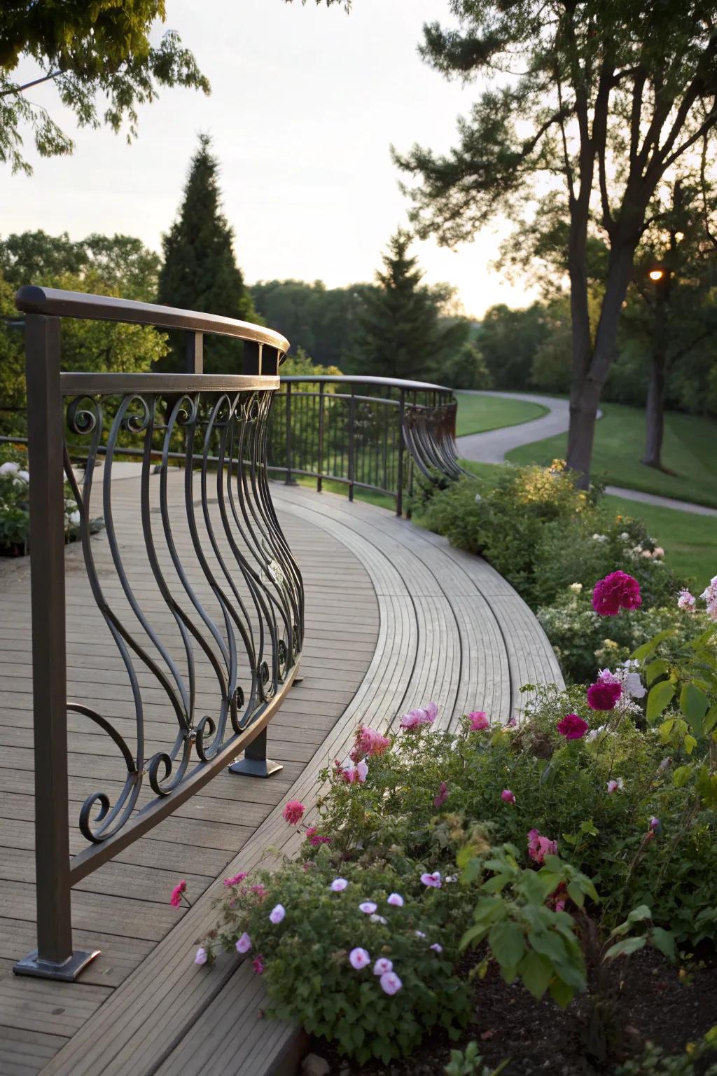 Curved designs introduce elegance and movement to decks.