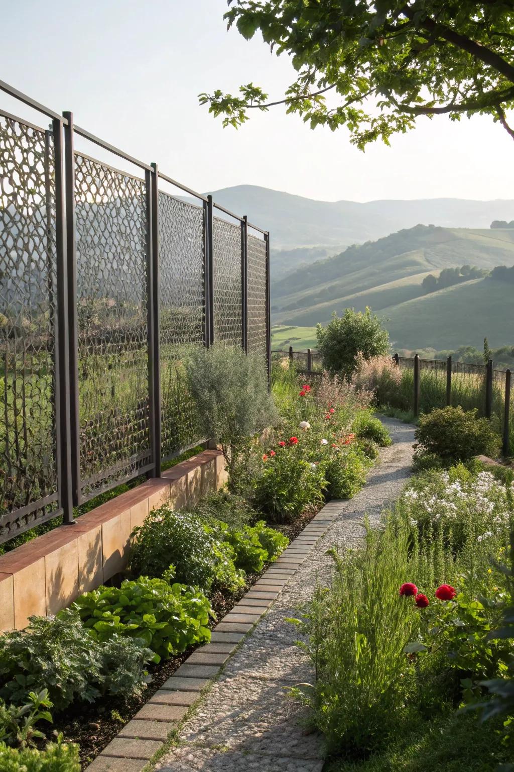 Perforated metal fences are ideal for windy locations.