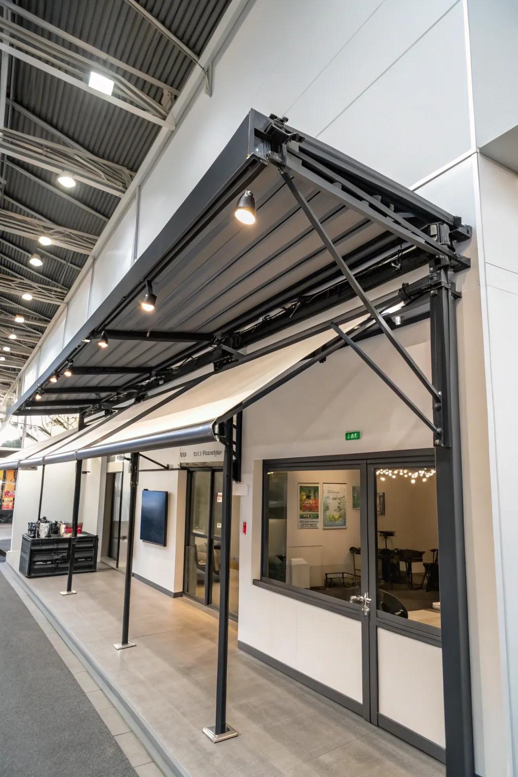 Modular awning for a customizable outdoor space.