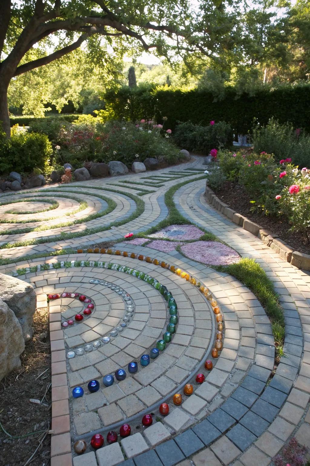 Recycled materials add a touch of sustainability to this creative labyrinth.