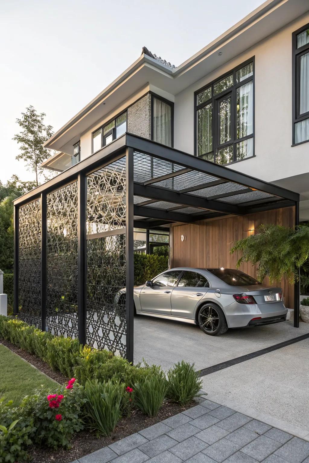 Decorative screens add privacy and artistic flair.
