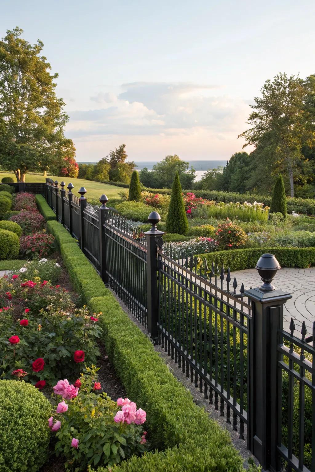 Ebony fences bring timeless elegance and sophistication to gardens.