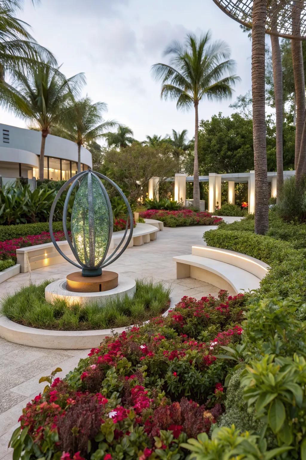 Outdoor art installations for a personalized touch.