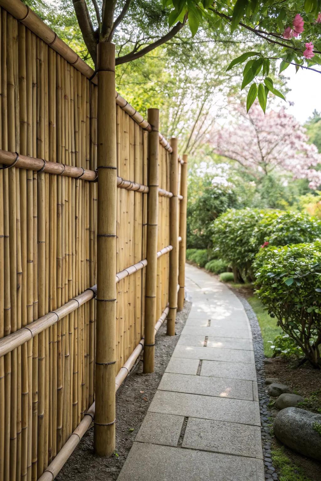 Bamboo screens offer a natural, eco-friendly garden design.