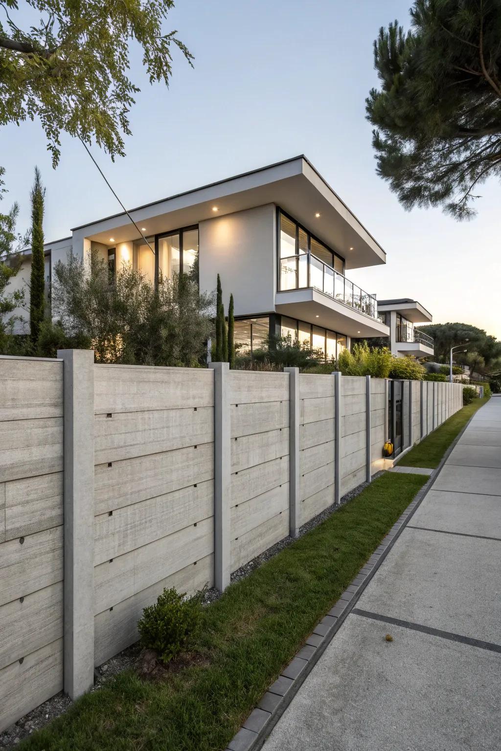 Concrete fences offer a seamless and modern approach to privacy.