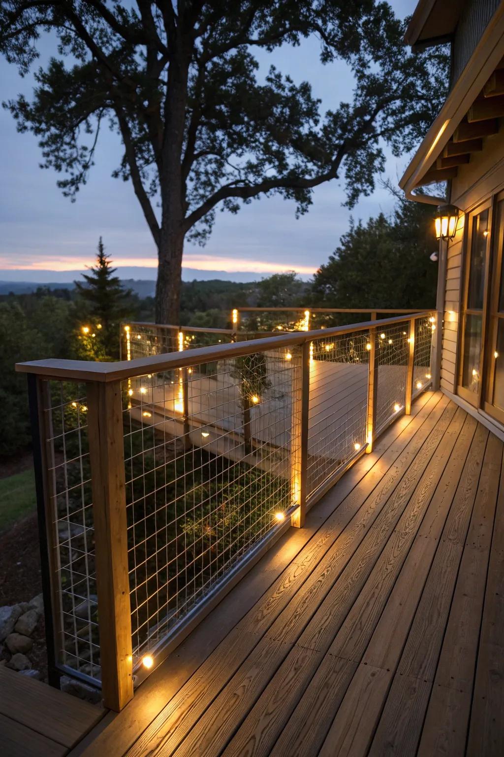 Integrated lighting creates a warm and inviting glow.