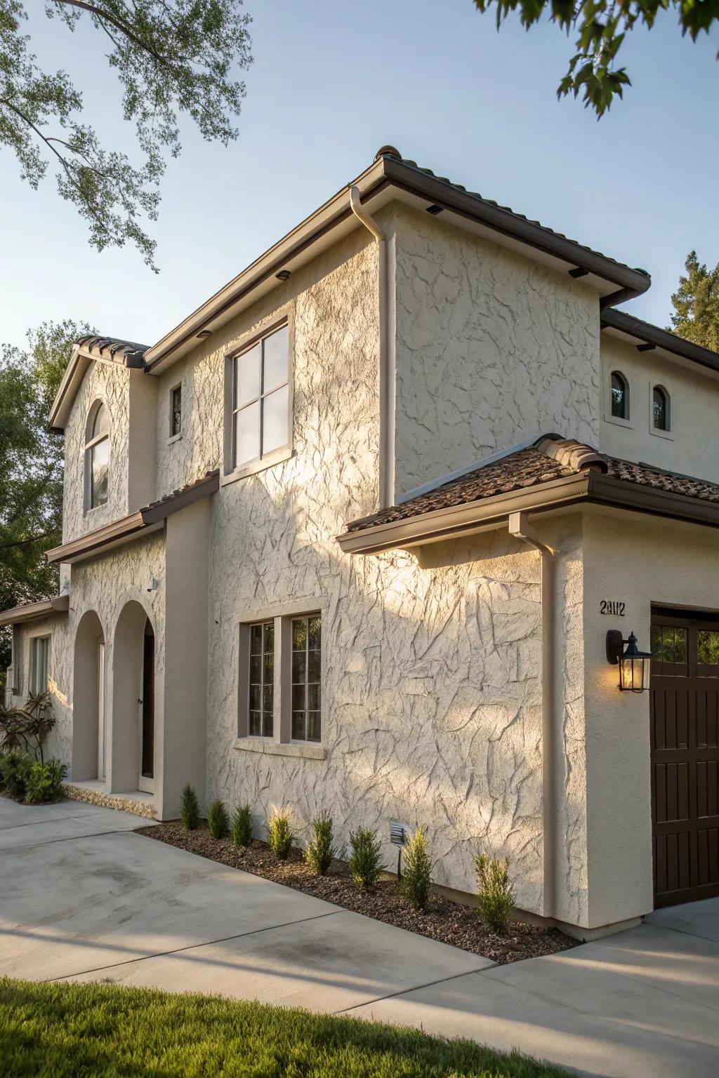 A modern house with a textured paint finish adding depth to its facade.
