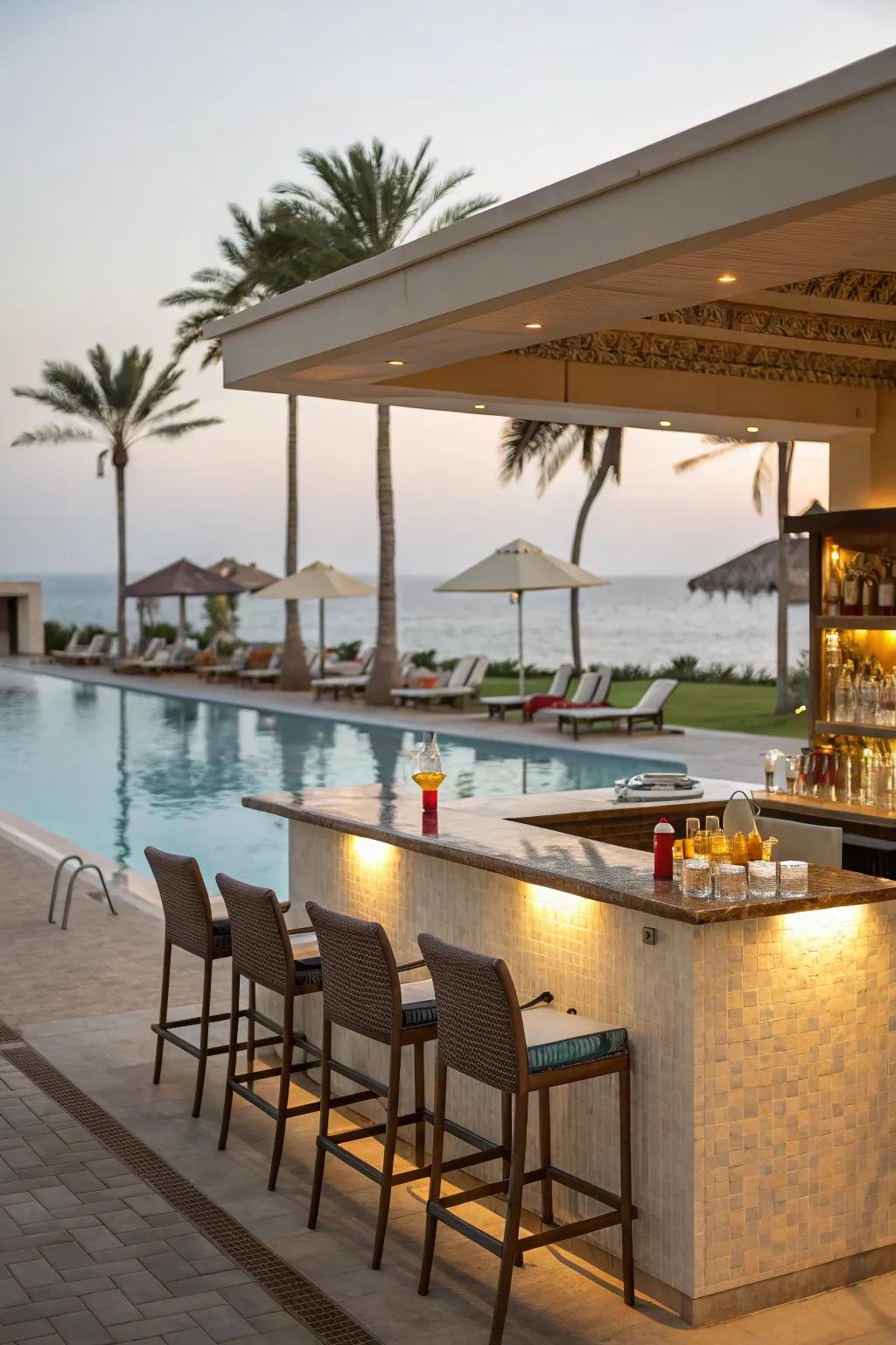 A poolside bar makes for the ultimate summer relaxation spot.