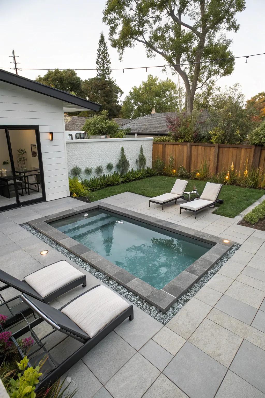 A small plunge pool adding luxury to the backyard.