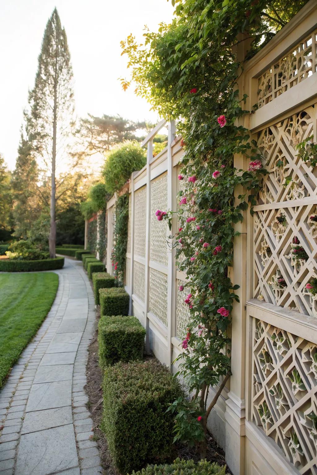 Lattice panels are perfect for supporting beautiful climbing plants.