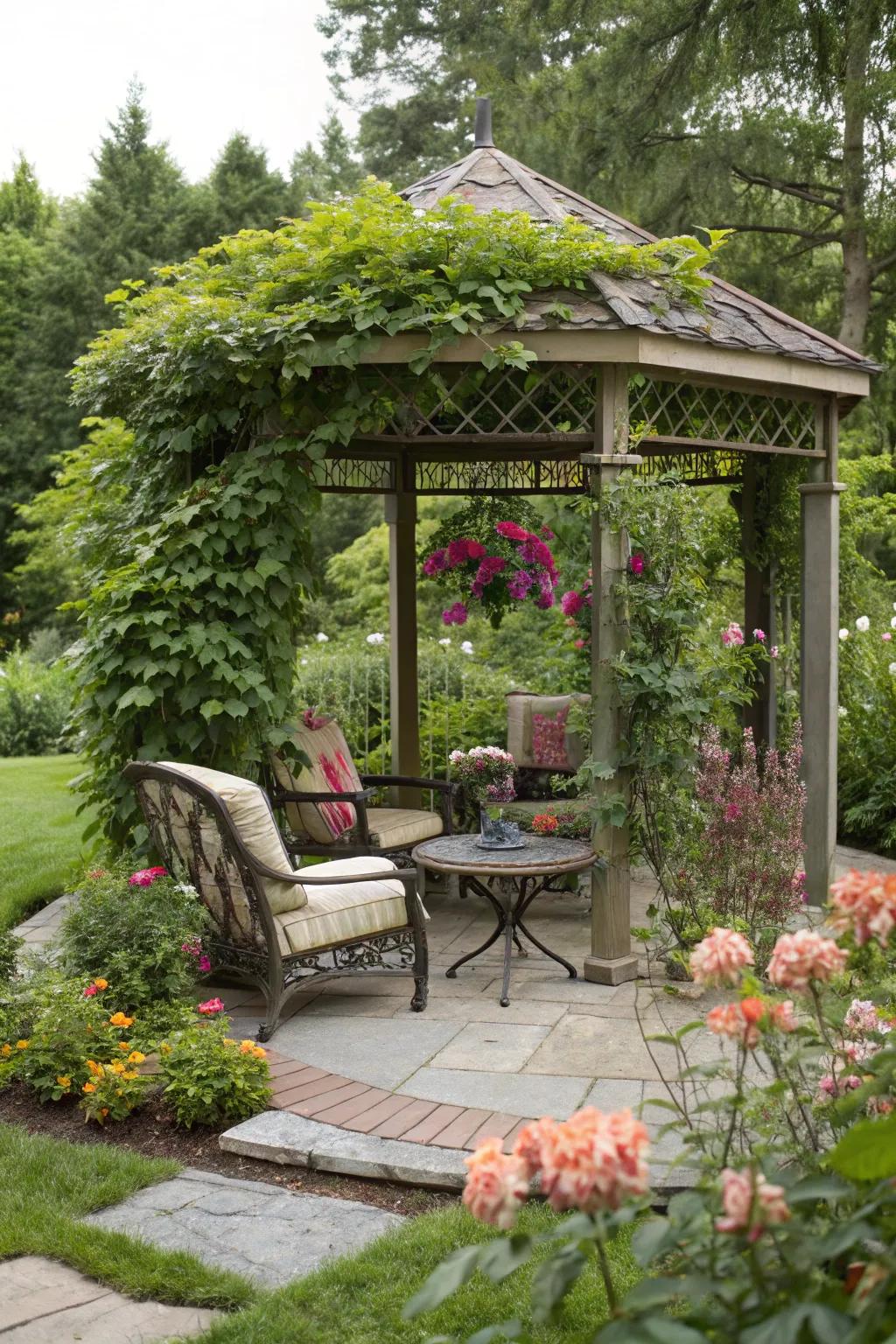 A gazebo that offers shade and a place to unwind.