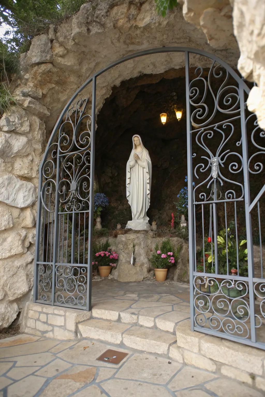 Ironwork adds an elegant touch to your grotto.