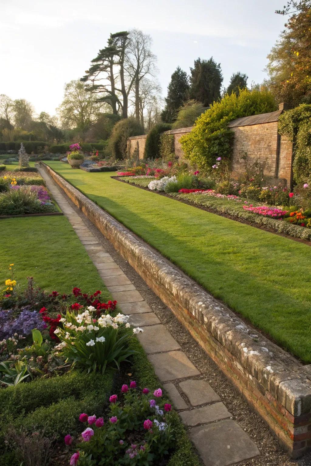 Victorian trench edging offering a clean and classic garden border.