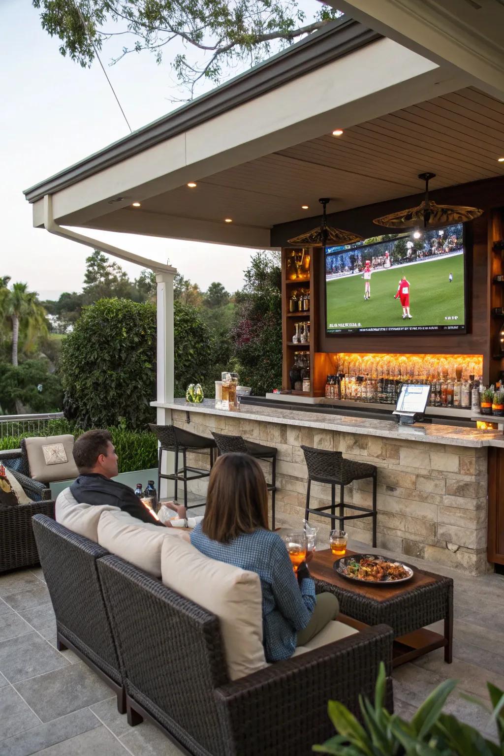A lively patio setup for the ultimate game day experience.