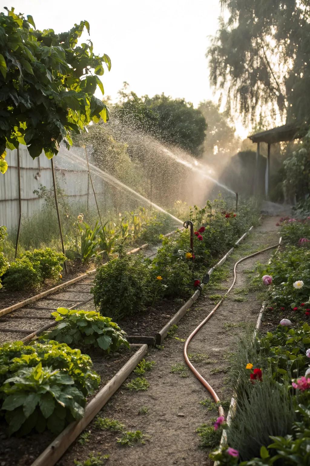 Drip irrigation offers a water-efficient solution for garden care.