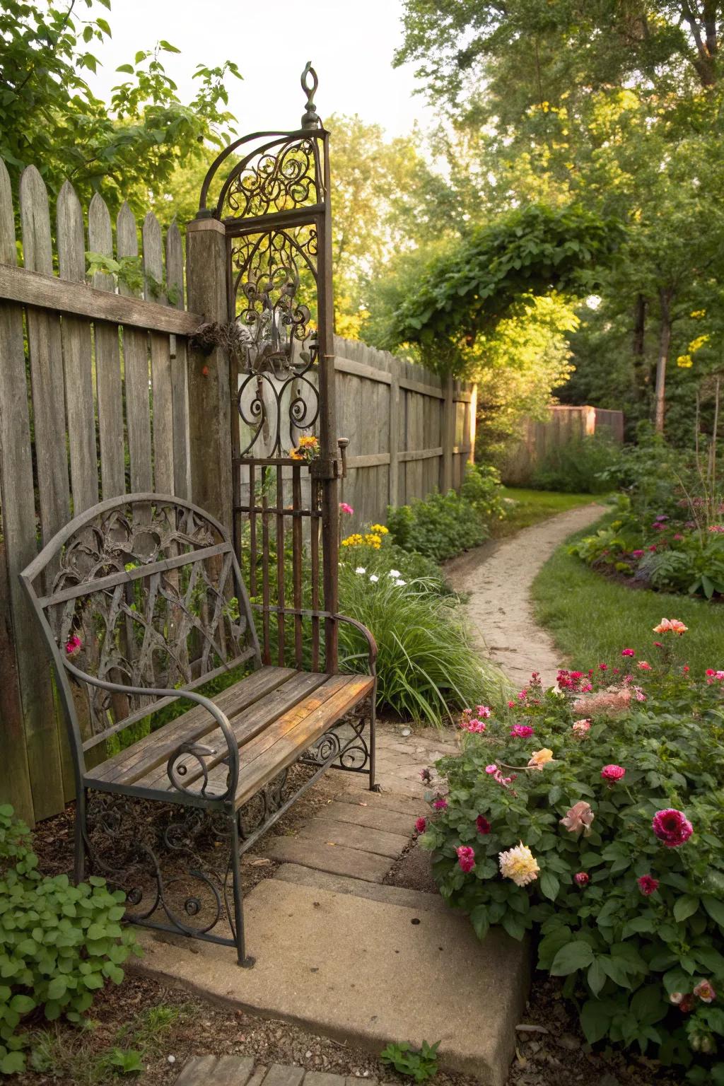 Relax in style with a garden gate bench.