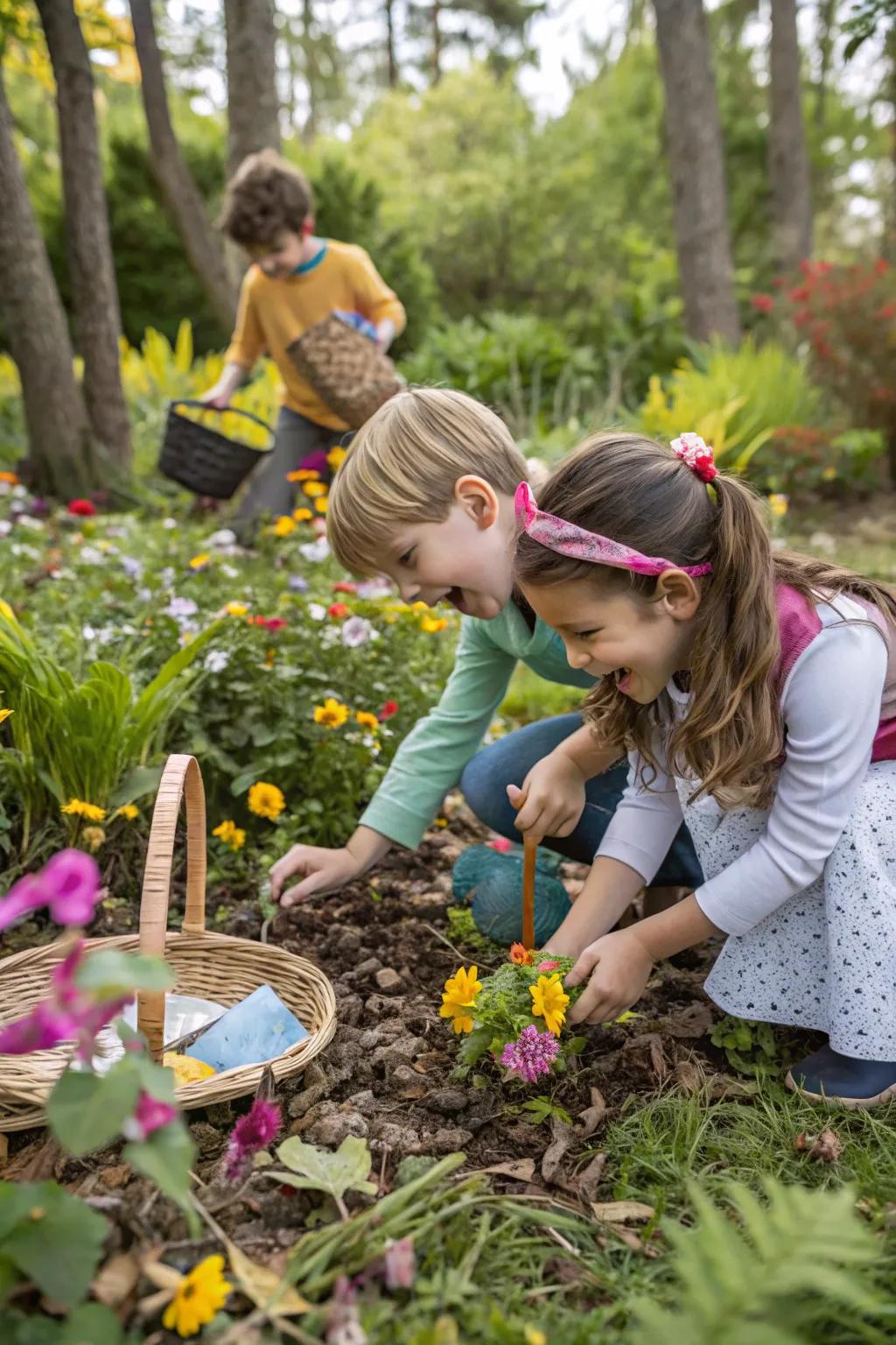 A nature scavenger hunt encourages exploration and learning in the garden.