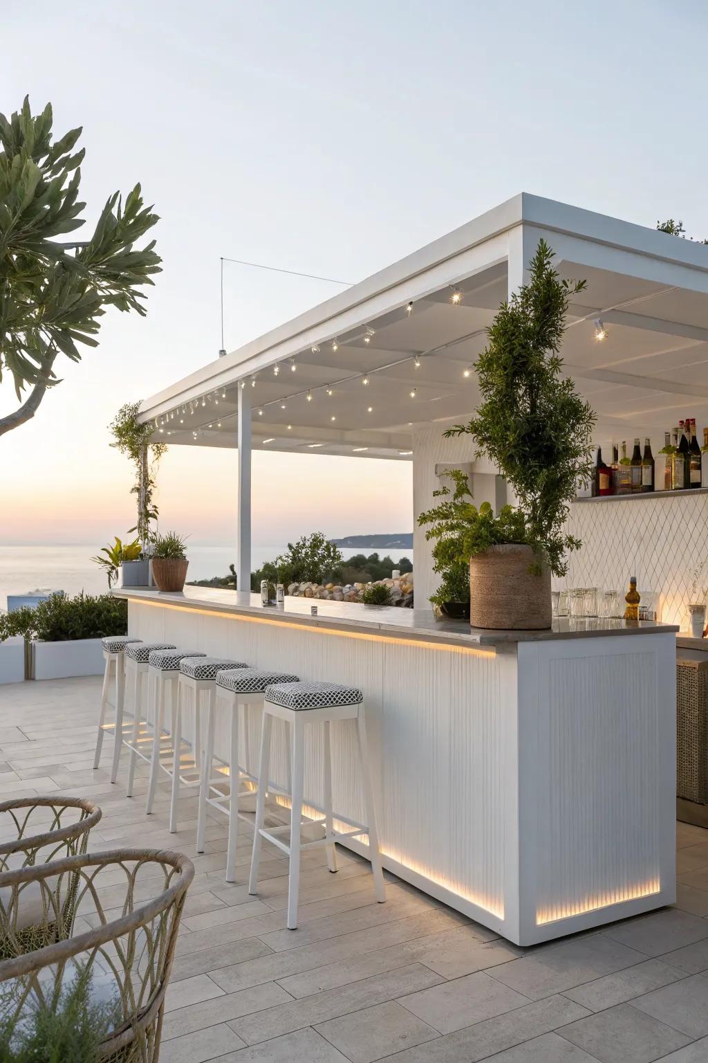 A minimalist bar offers sleek and tidy elegance.