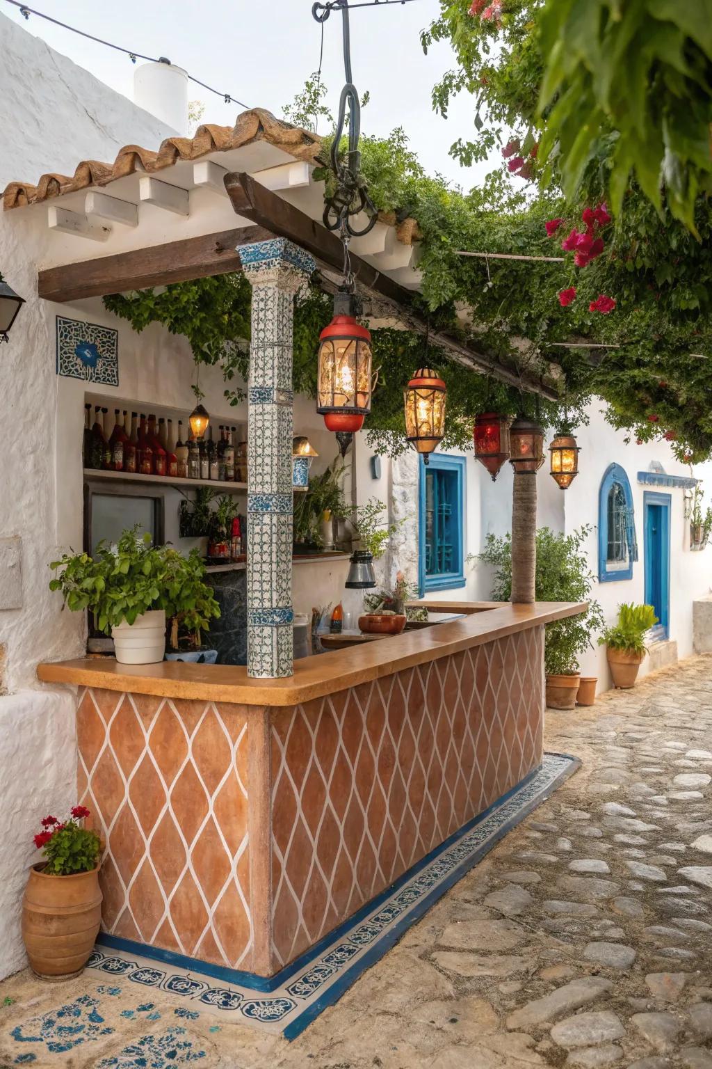 Earthy warmth with terracotta tiles.