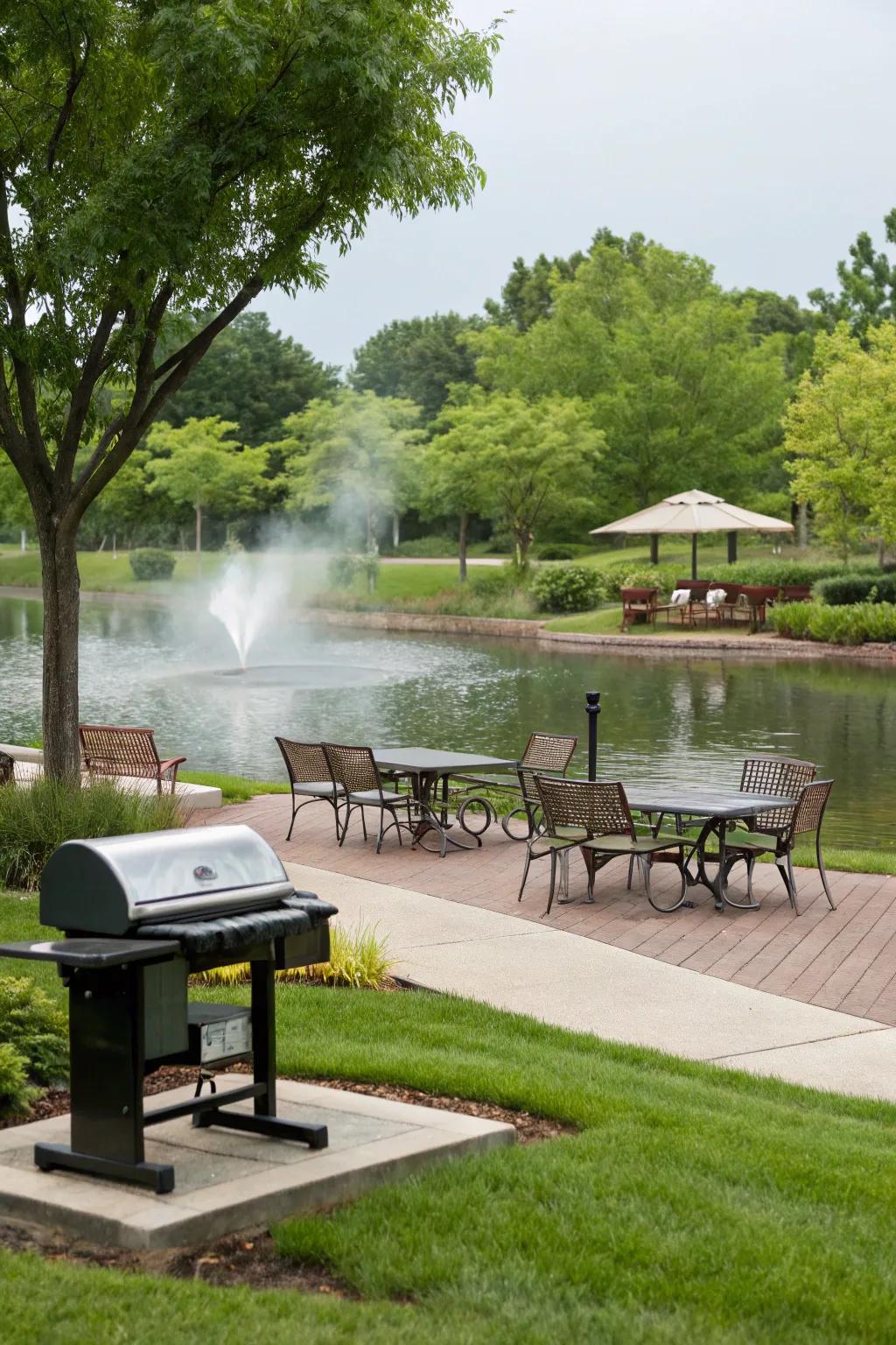Add tranquility with a nearby water feature.