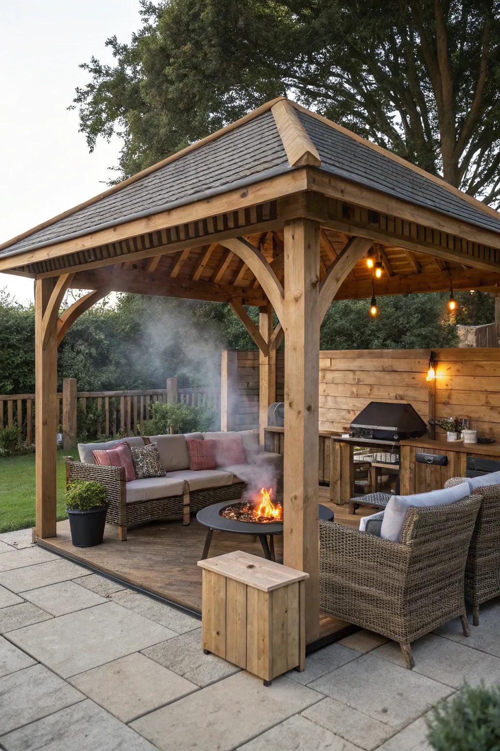 Enjoy grilling year-round with a covered BBQ pavilion.