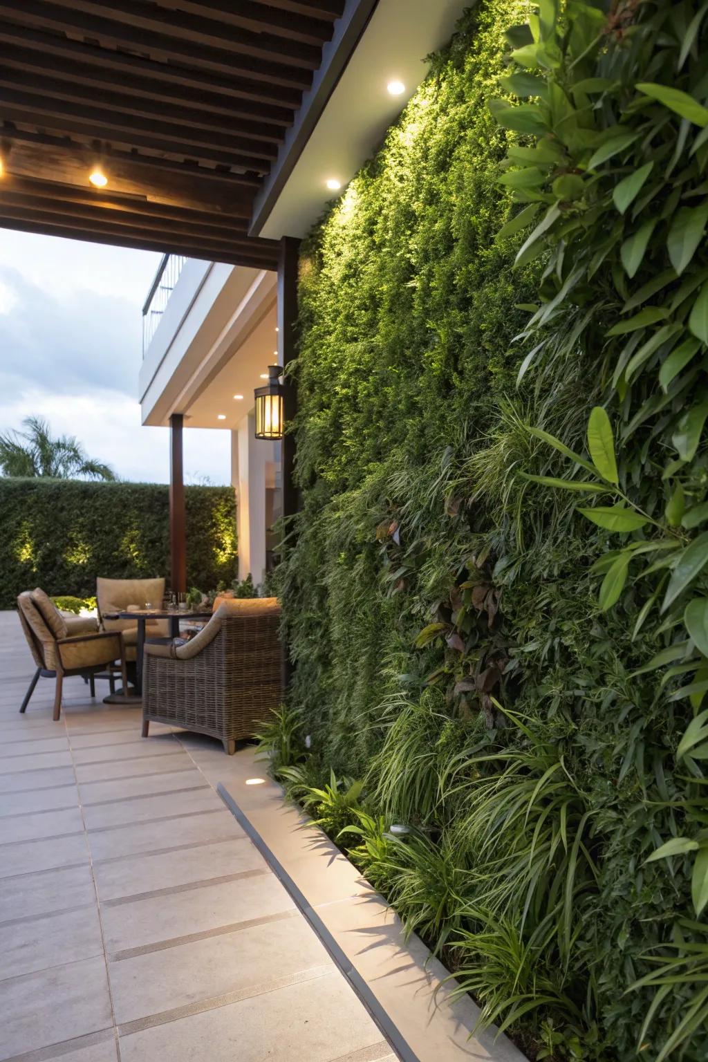 Living privacy walls offer seclusion and contribute to a greener garden.