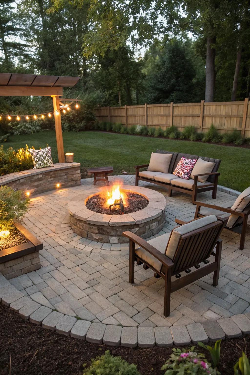 Clean and polished with a durable paver patio base.